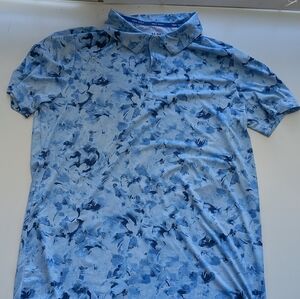 RBX Golf Blue Floral Watercolor Print Performance Polo Shirt Men’s‎ Medium